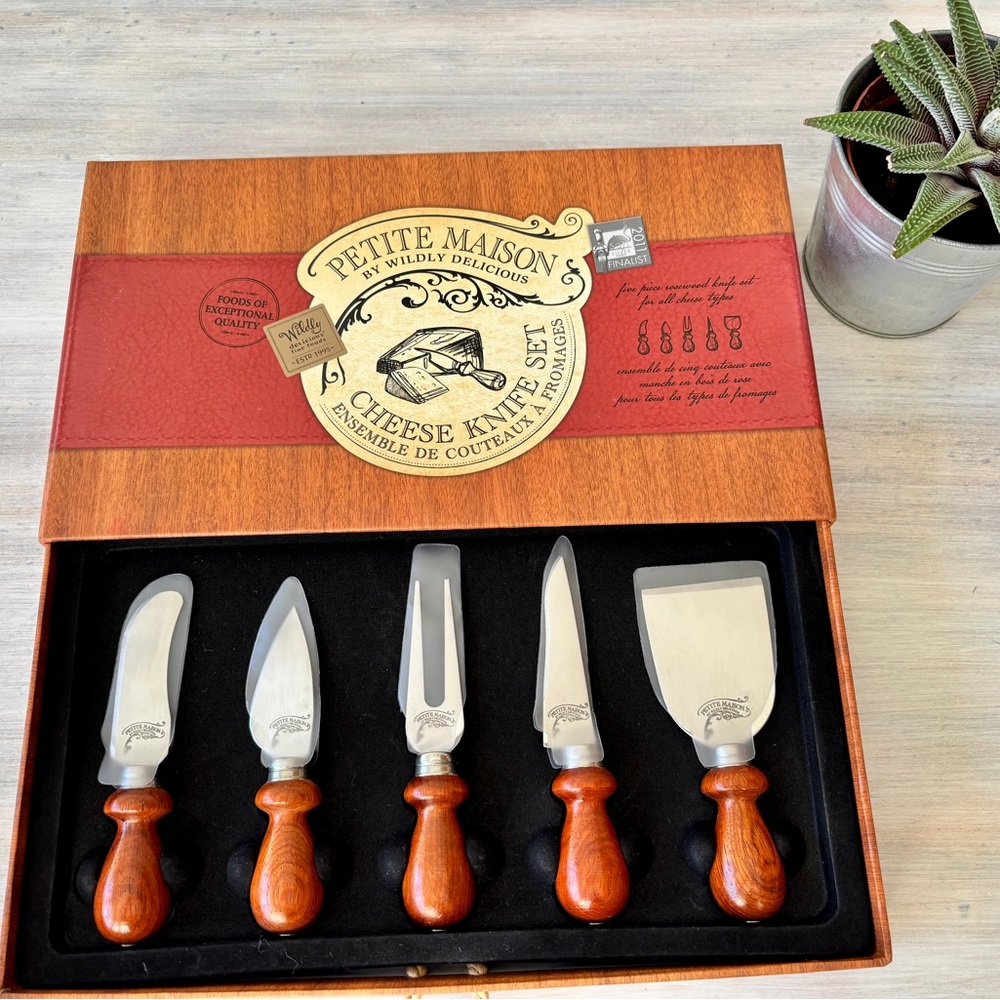 Petite Maison by Wildly Delicious 5‑Piece Cheese Knife Set with Rosewood Handles